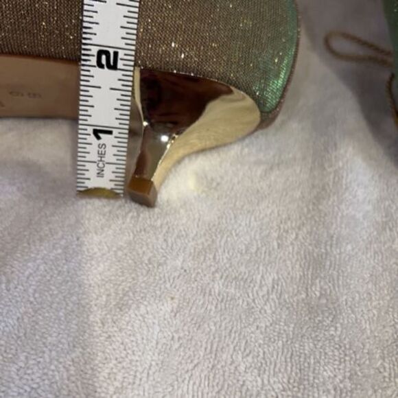 Paul Mayer Attitudes Womens Gold Sparkle Gold Kitten Heel Pumps Shoes Size 9.5 - Picture 9 of 9